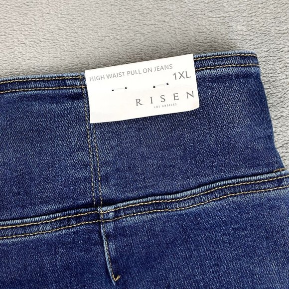 NWT RISEN Los Angeles Womens High Waist Pull On Flare Jeans Stretch Denim Jean - Picture 11 of 11